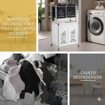 🧺Cesta Organizador de Lavandería con Canastas y Ruedas
