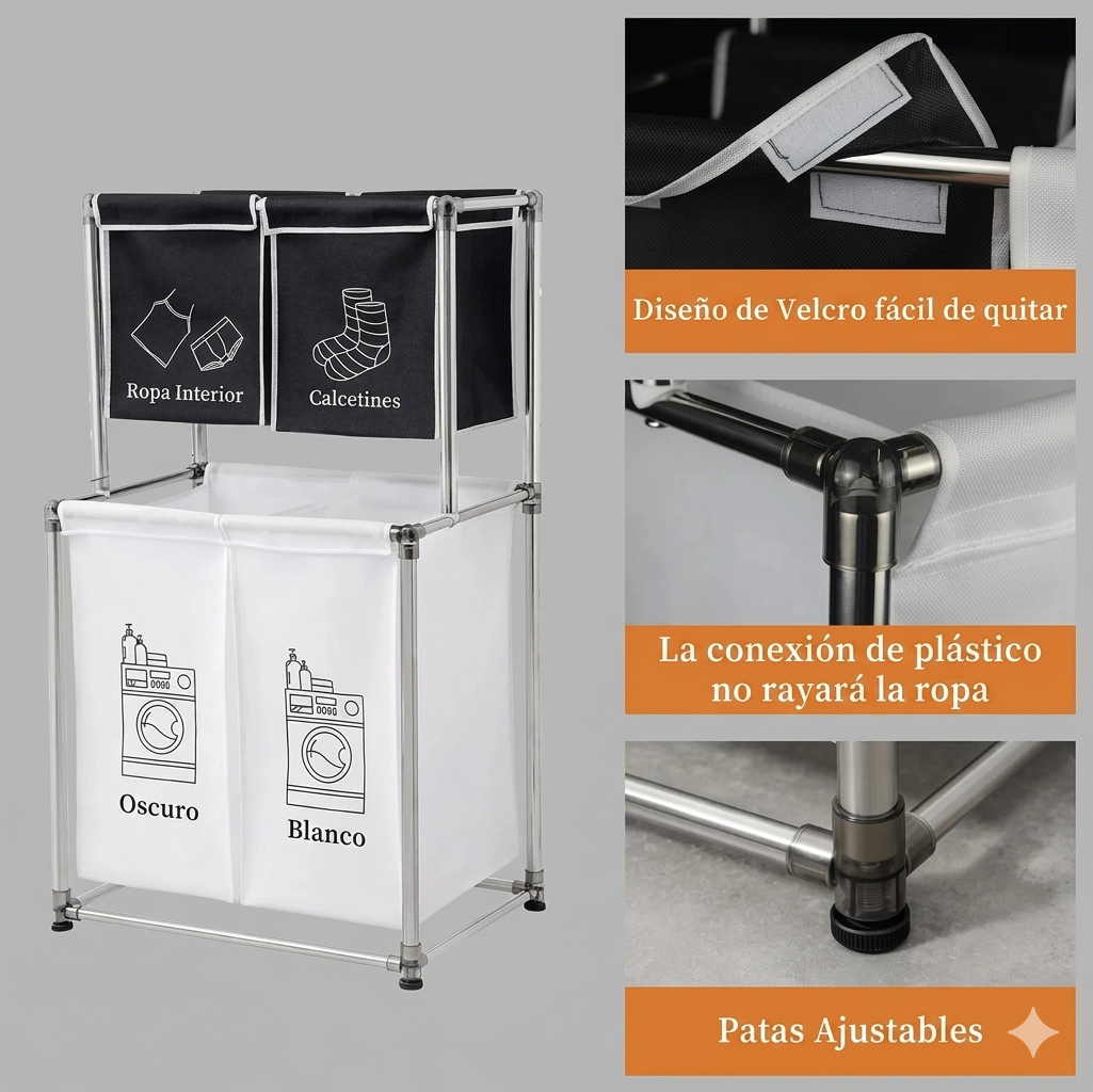 🧺Cesta Organizador de Lavandería con Canastas y Ruedas