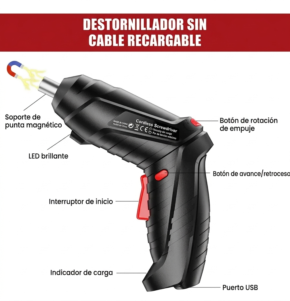 Destornillador Atornillador Electrico Inalambrico Recargable
