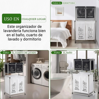 🧺Cesta Organizador de Lavandería con Canastas y Ruedas